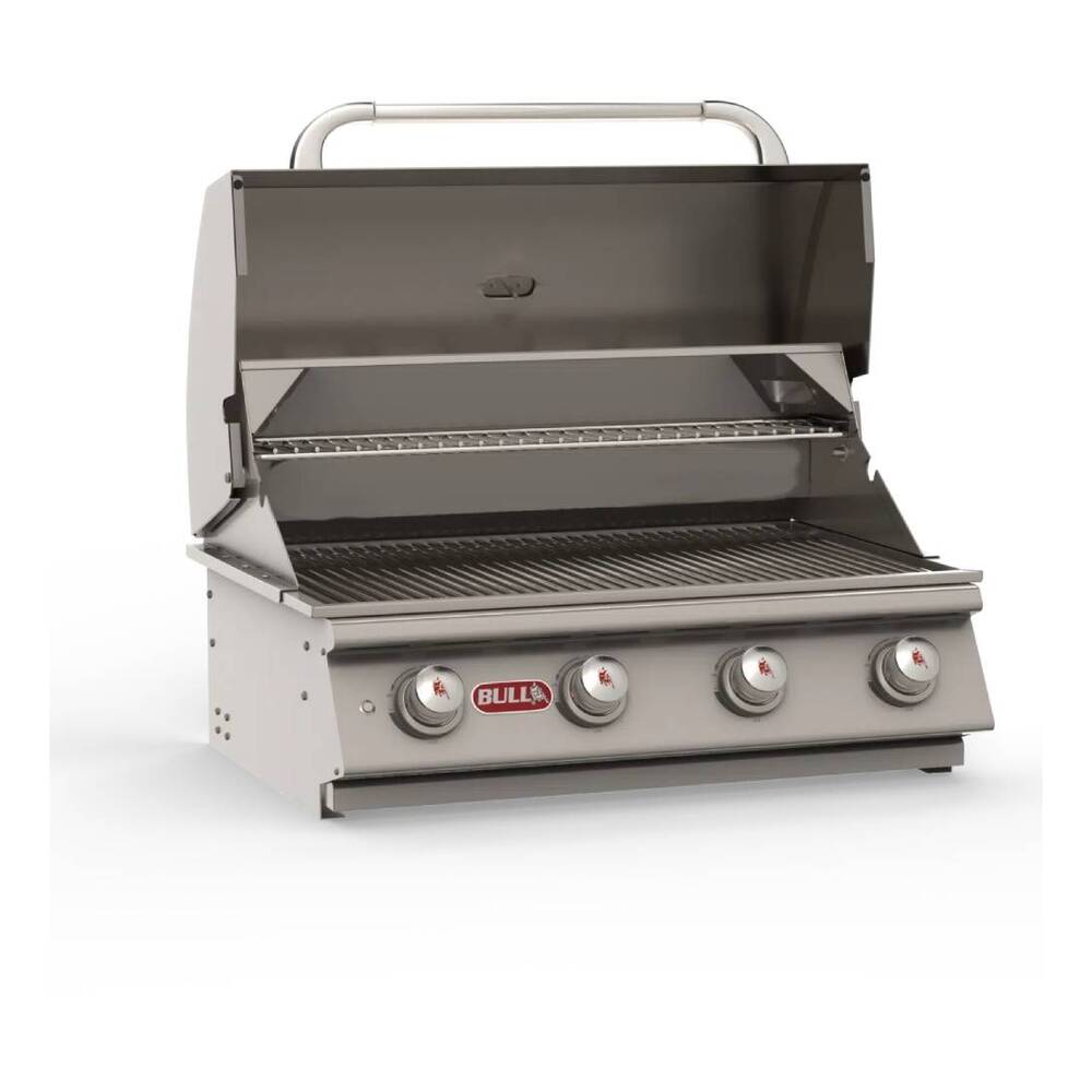 Bull 8704 Lonestar 30 inch Built In Gas Grill Head with 575 sq. in. Cooking Area, 60000 Total BTU, Piezo Igniters, Twin Lighting System, Heavy Duty Thermometer, in Stainless Steel