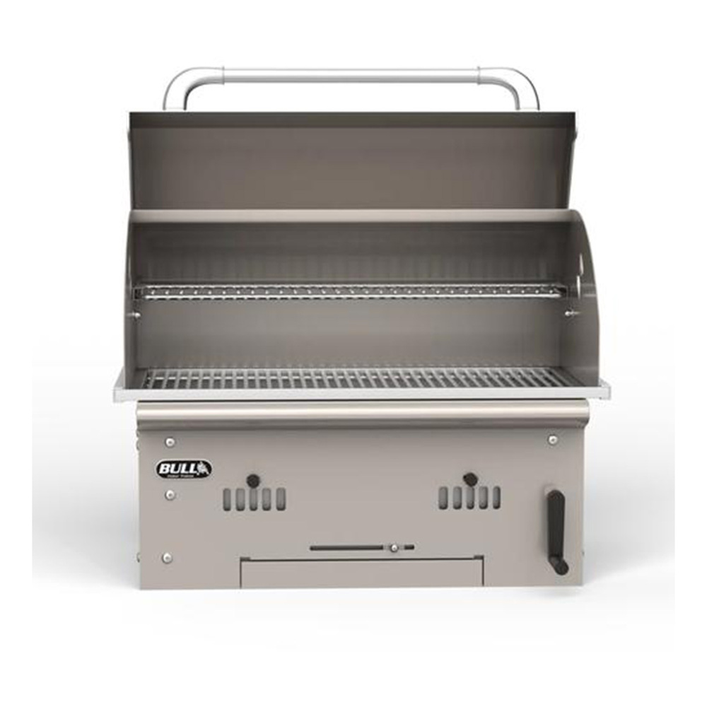 Bull 88787 Bison 30 inch Built-In Charcoal Grill Head with 751 Sq. Ft. in Cooking Area, High Temp Oven Gasket, Adjustable Charcoal Grill Bed, in Stainless Steel