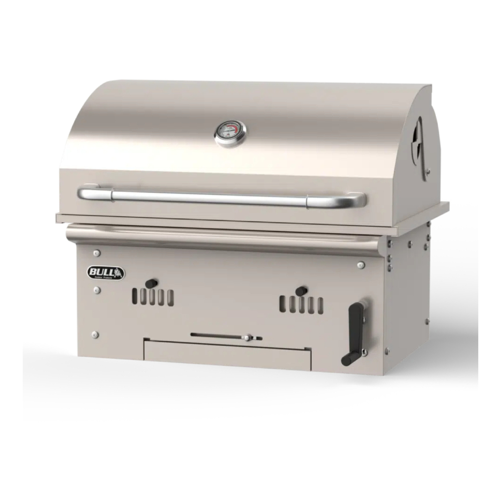 Bull 88787 Bison 30 inch Built-In Charcoal Grill Head with 751 Sq. Ft. in Cooking Area, High Temp Oven Gasket, Adjustable Charcoal Grill Bed, in Stainless Steel