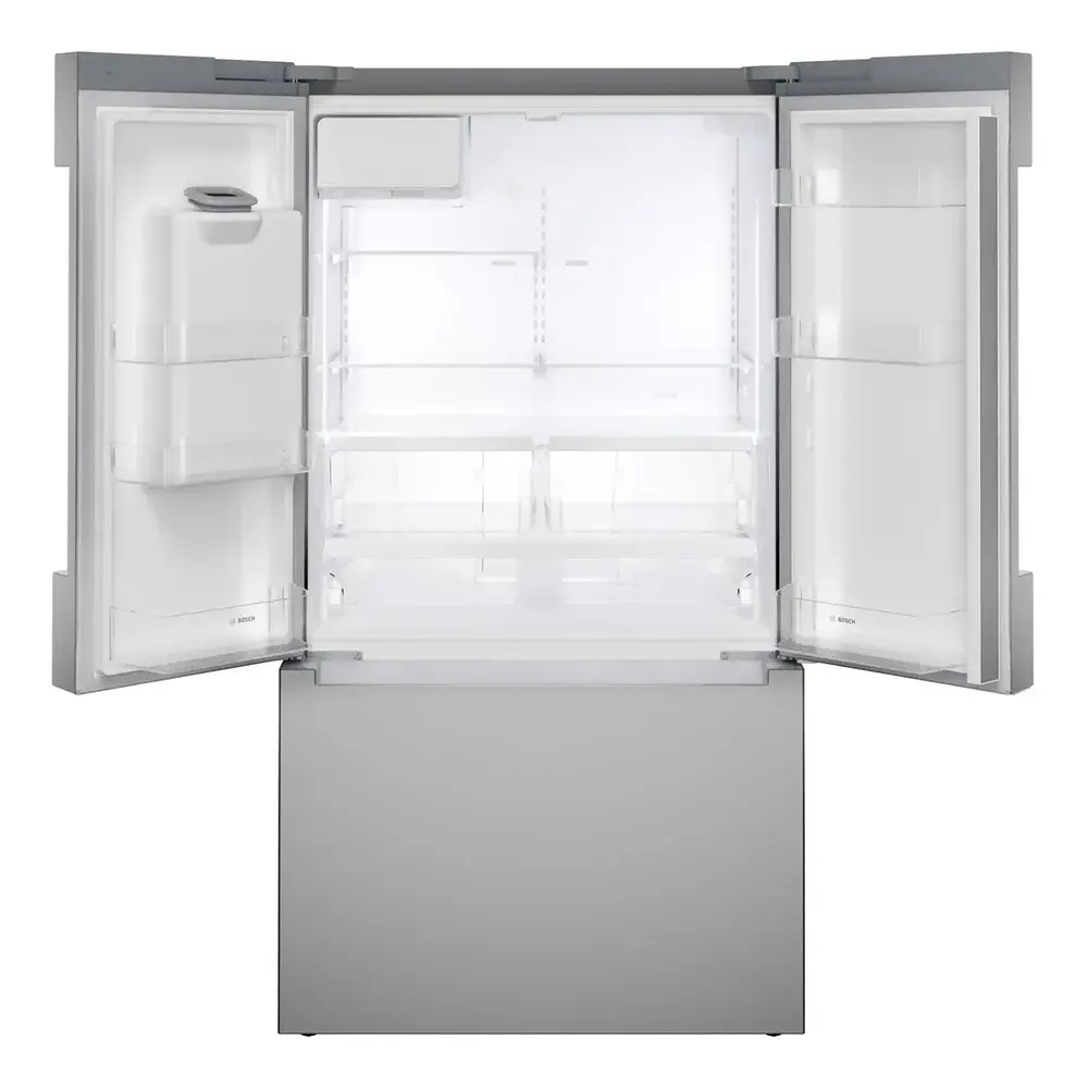 Bosch B36CD10ENS 36 Inch 100 Series Smart Counter Depth French Door Refrigerator with 21.6 cu. ft. Total Capacity, External Dispenser, QuickIce Pro System, MultiAirFlow, Home Connect App, Sabbath Mode and ENERGY STAR, in Stainless Steel