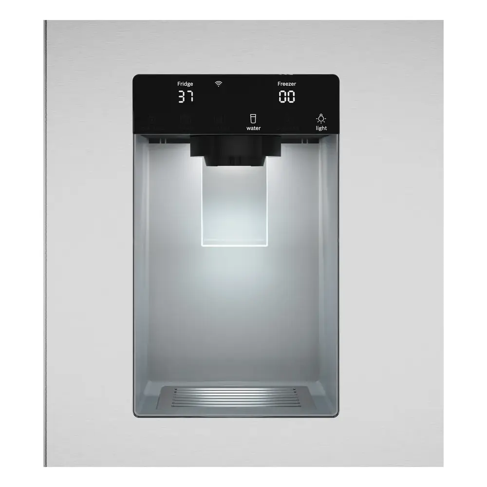 Bosch B36CD10ENS 36 Inch 100 Series Smart Counter Depth French Door Refrigerator with 21.6 cu. ft. Total Capacity, External Dispenser, QuickIce Pro System, MultiAirFlow, Home Connect App, Sabbath Mode and ENERGY STAR, in Stainless Steel