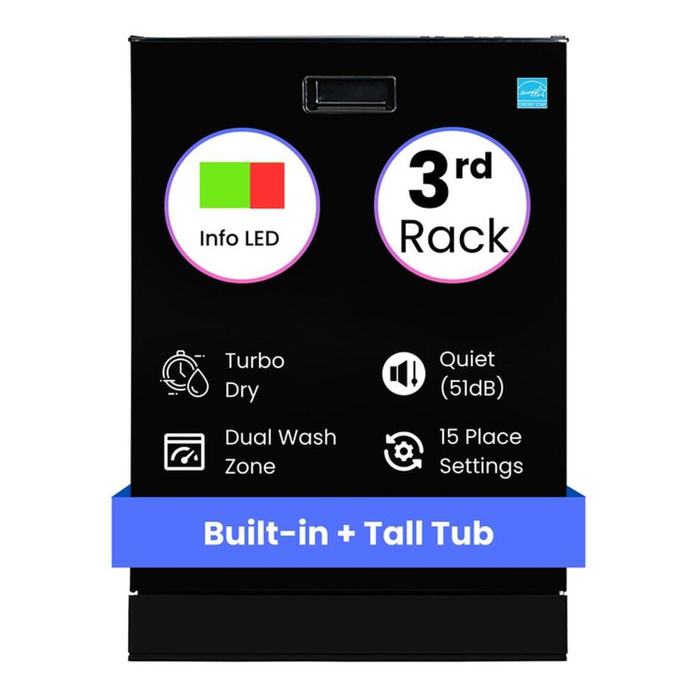 Equator WBT2440 24 inch Built-In Dishwasher with 15 Place Settings, Touch Button Control Panel, Rinse-Aid Indicator, Low Noise Level