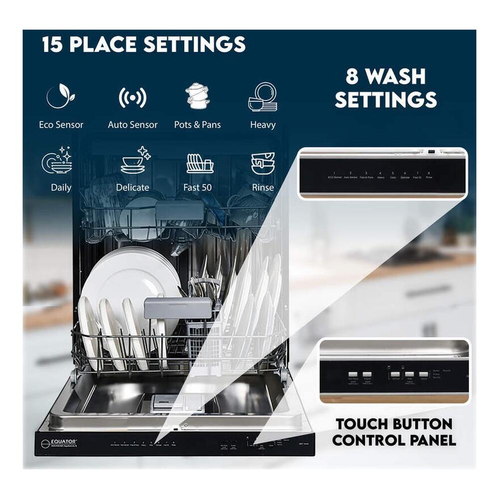 Equator WBT2440 24 inch Built-In Dishwasher with 15 Place Settings, Touch Button Control Panel, Rinse-Aid Indicator, Low Noise Level