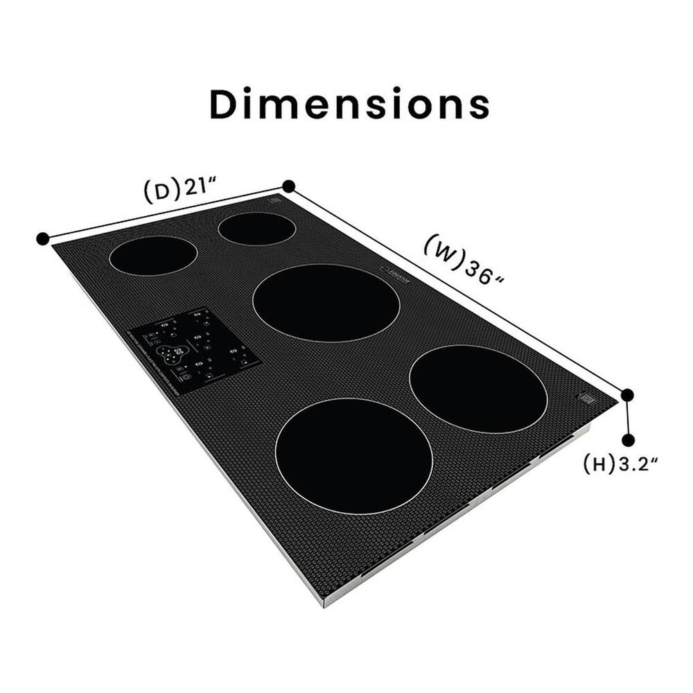 Equator BIC365CCED 36 inch Built-In Induction Cooktop with 5 Burner, Keep Warm, Auto Power Sharing, Touch Controls, in Black