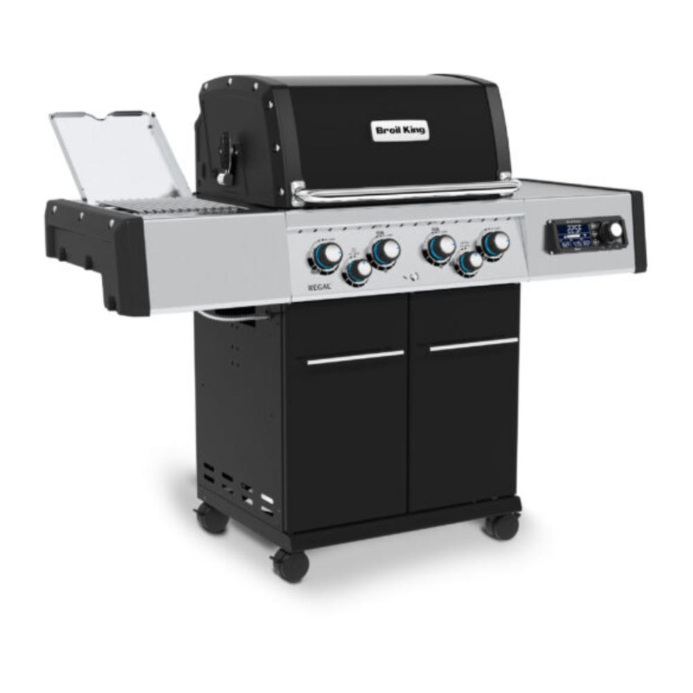 Broil King BK68724 Regal Q 490 Pro IR Freestanding Gas Grill with 875 sq. in. Cooking Area, 55000 Total BTU, Deluxe Accu-Temp Thermometer, Electronic Dual-Electrode Ignition System, Porcelain-Coated Warming, in Black