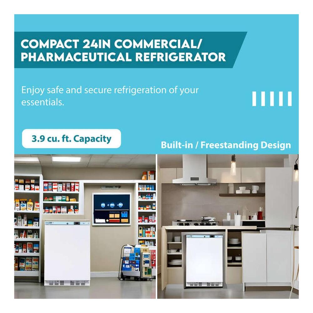 Equator CMV400 Conserv Compact 24 inch COMMERCIAL/PHARMACEUTICAL Refrigerator with 3.9 cu. ft. Capacity, WiFi Compatible, Electronic Display, Door Lock, in White