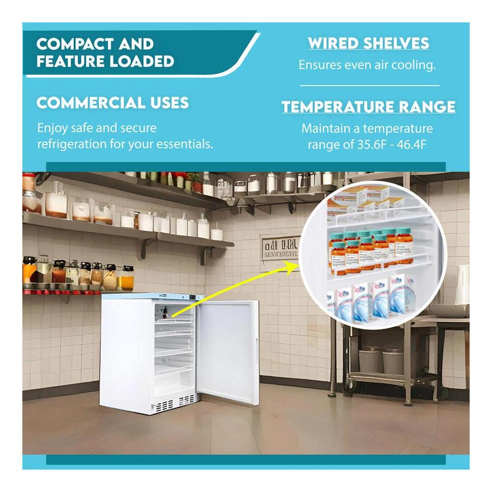 Equator CMV400 Conserv Compact 24 inch COMMERCIAL/PHARMACEUTICAL Refrigerator with 3.9 cu. ft. Capacity, WiFi Compatible, Electronic Display, Door Lock, in White