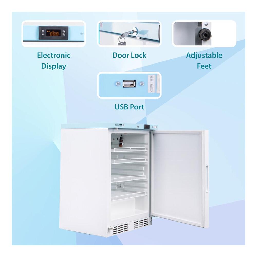 Equator CMV400 Conserv Compact 24 inch COMMERCIAL/PHARMACEUTICAL Refrigerator with 3.9 cu. ft. Capacity, WiFi Compatible, Electronic Display, Door Lock, in White