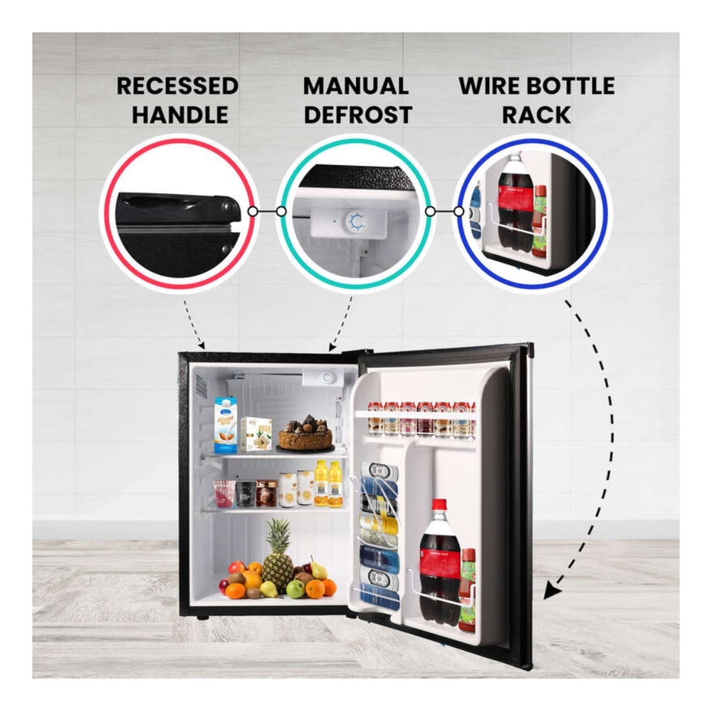 Equator CREF26SS Conserv 18 inch Compact Mini Refrigerator with 2.6 cu. ft. Capacity, Wire Bottle Rack, Recessed Handle, Reversible Door, in Stainless Steel