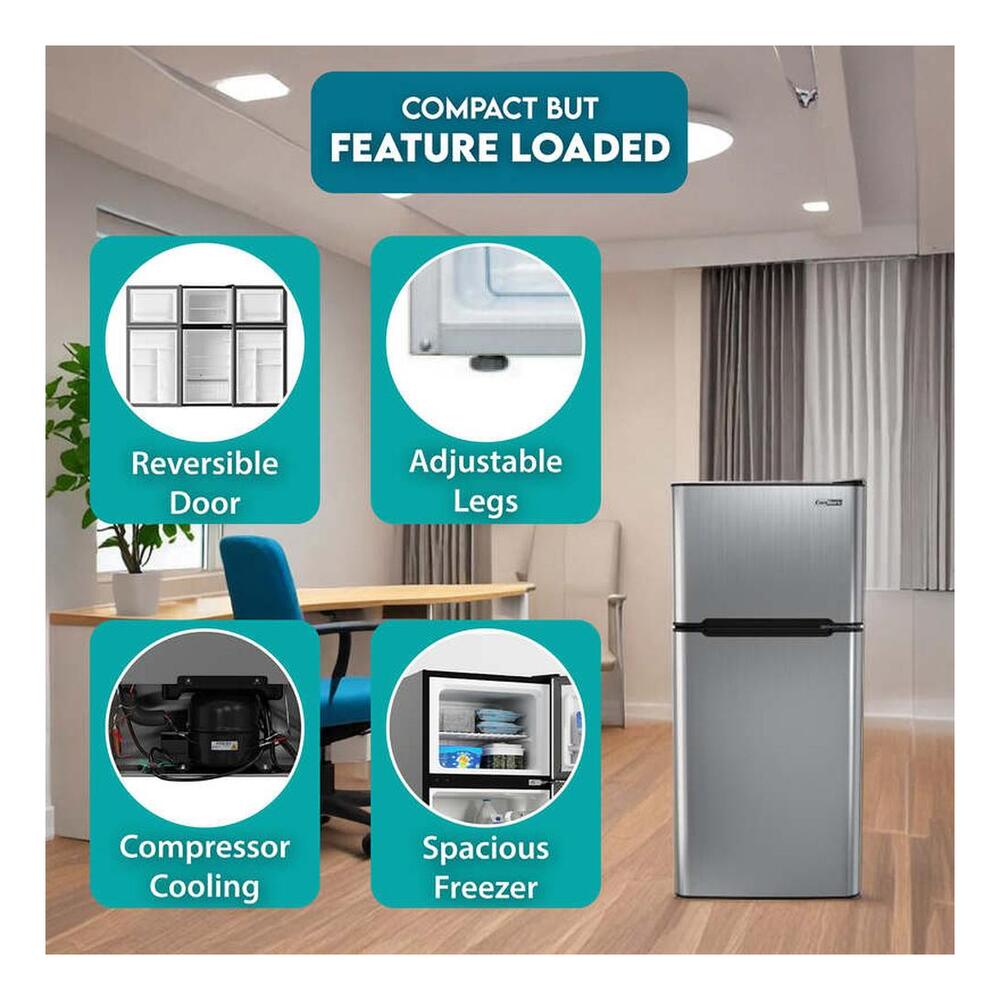 Equator CRF450 Conserv 19 inch Compact 2 Door Refrigerator with 4.50 cu. ft. Capacity, Three Glass Shelves, Reversible Door, In-Door Can Dispenser
