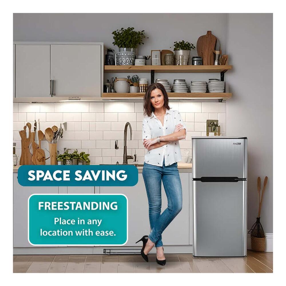 Equator CRF450 Conserv 19 inch Compact 2 Door Refrigerator with 4.50 cu. ft. Capacity, Three Glass Shelves, Reversible Door, In-Door Can Dispenser