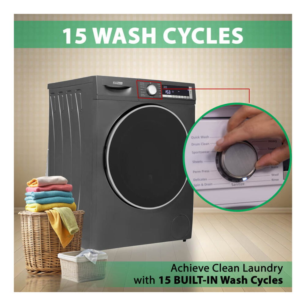 Equator CW2240 24 inch Front Load Electric Washer with 2.2 cu. ft. Total Capacity, Automatic Load Balancing, LED Display, Child Lock