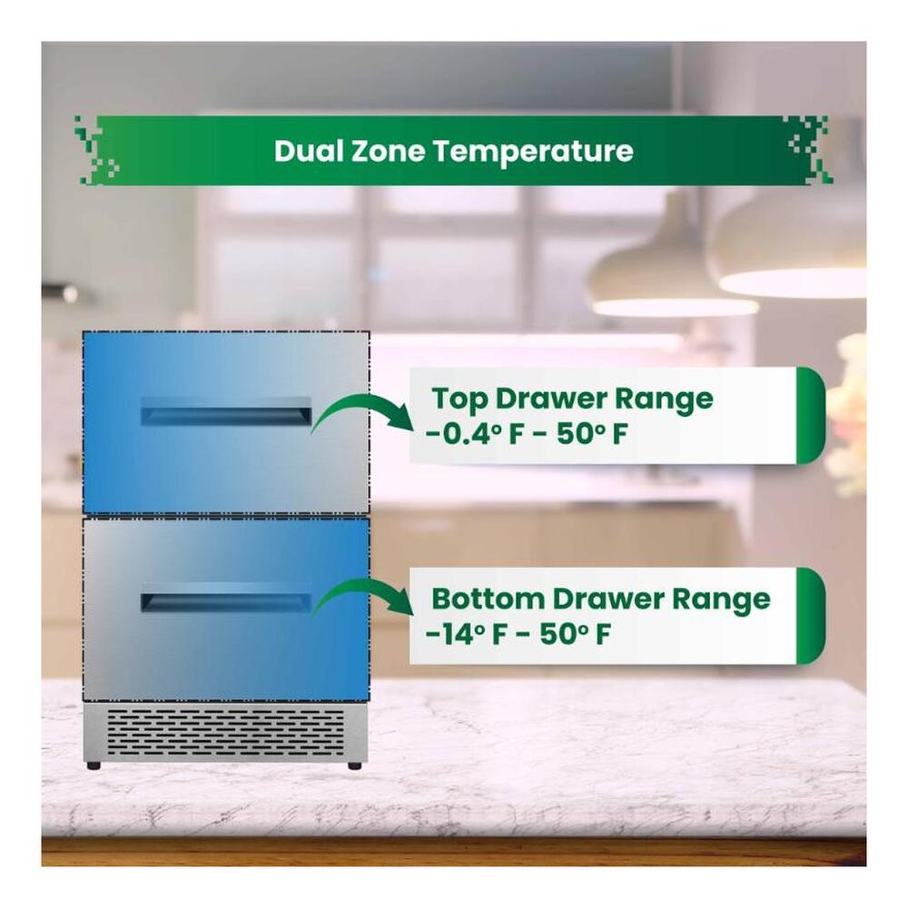 Equator DRFC5292 24 inch Built-In Convertible Refrigerator-Freezer with 5.29 cu. ft. Capacity, LED Display, Pocket Handle, Compressor with Fan Cooling, in Stainless Steel
