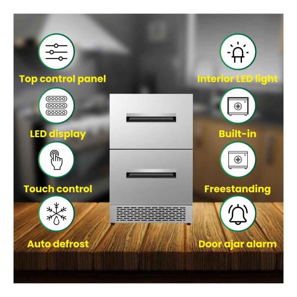 Equator DRFC5292 24 inch Built-In Convertible Refrigerator-Freezer with 5.29 cu. ft. Capacity, LED Display, Pocket Handle, Compressor with Fan Cooling, in Stainless Steel