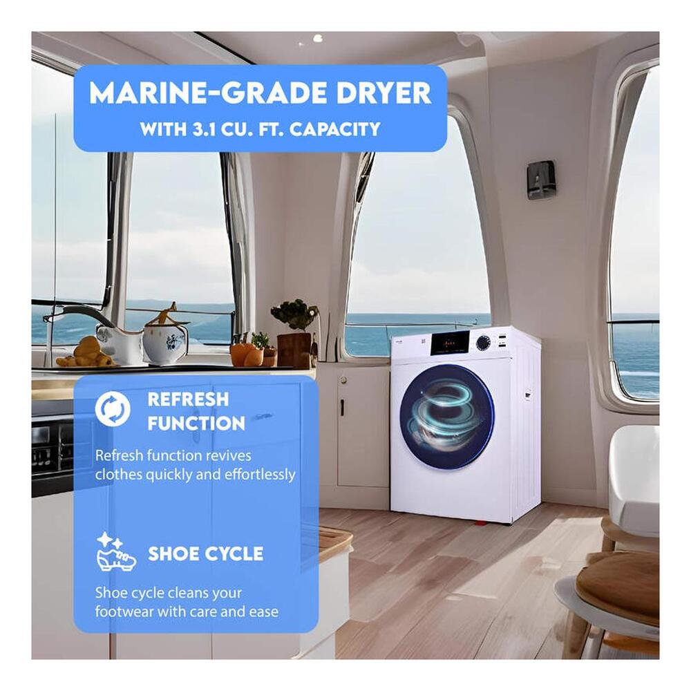 Equator ED868 24 inch Marine Dryer with 3.1 cu. ft. Capacity, Sanitize Cycle, Rust- Proof Ducting, Sensor Dry Technology, in White