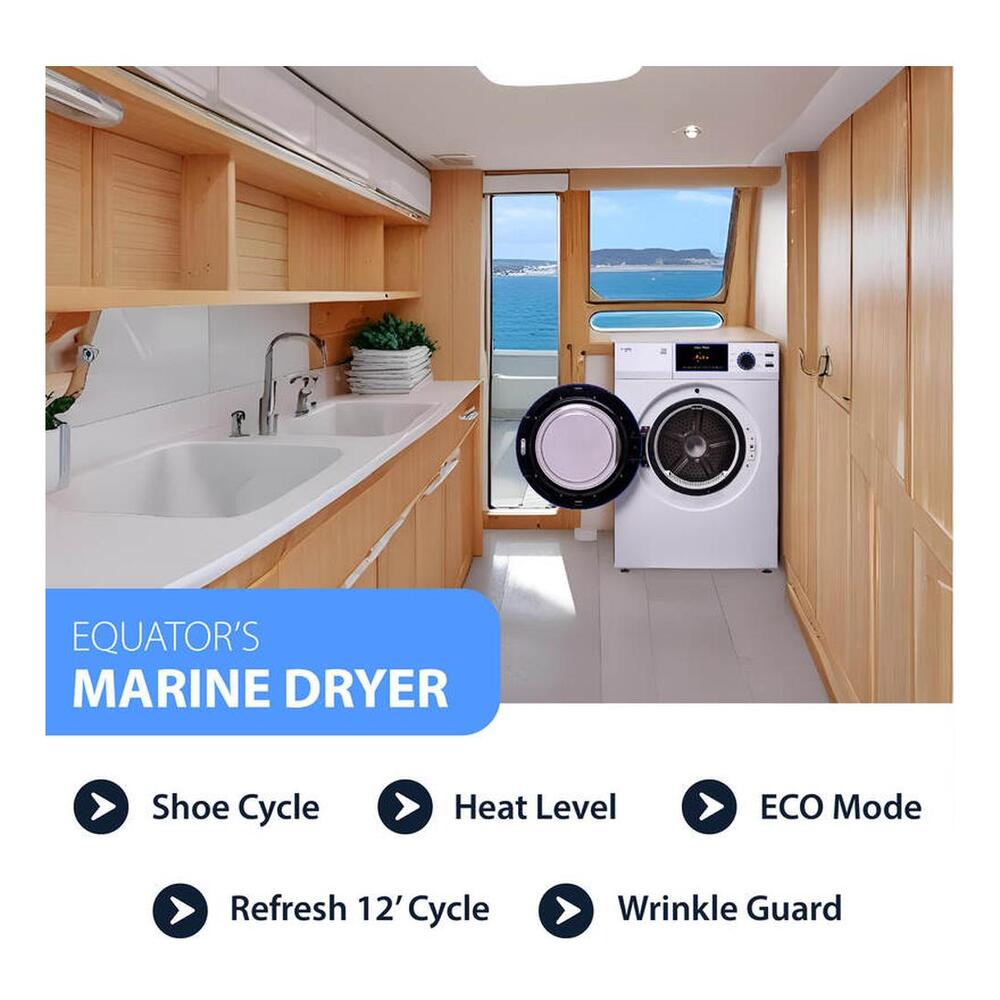 Equator ED868 24 inch Marine Dryer with 3.1 cu. ft. Capacity, Sanitize Cycle, Rust- Proof Ducting, Sensor Dry Technology, in White