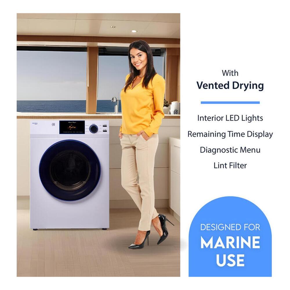 Equator ED868 24 inch Marine Dryer with 3.1 cu. ft. Capacity, Sanitize Cycle, Rust- Proof Ducting, Sensor Dry Technology, in White