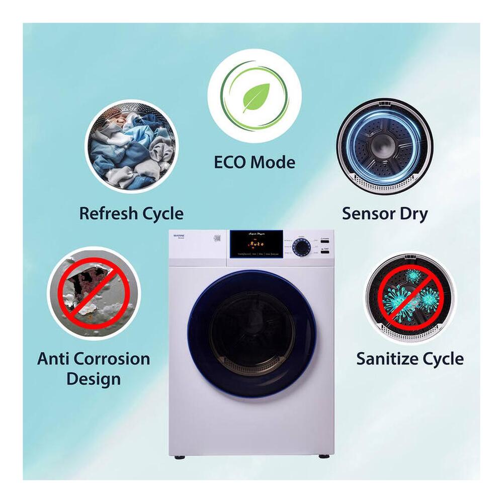 Equator ED868 24 inch Marine Dryer with 3.1 cu. ft. Capacity, Sanitize Cycle, Rust- Proof Ducting, Sensor Dry Technology, in White