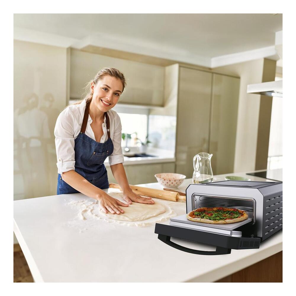 Equator EPO500 18 inch Countertop Electric Pizza Oven with 0.48 cu. ft. Capacity, High Temperature Range, Six Preset Pizza Styles, Quick Preheat and Cooking, in Stainless Steel