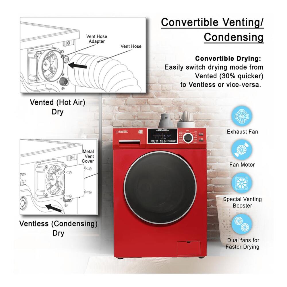 Equator EZ4600 24 inch Front Load Electric Washer and Dryer Combo with 1.96 cu. ft. Capacity, Ventless, Child Lock, Anti-Bacterial Drum Baffle, Sanitize Cycle