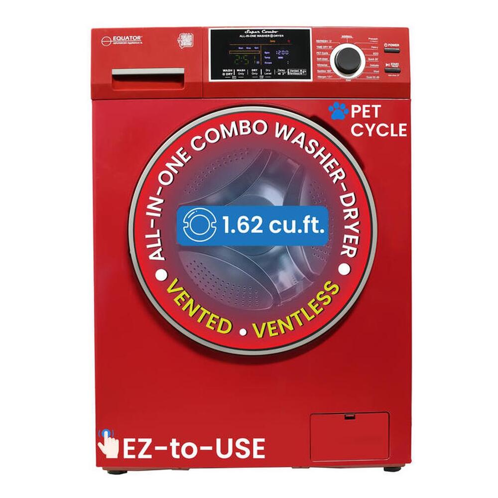 Equator EZ4600 24 inch Front Load Electric Washer and Dryer Combo with 1.96 cu. ft. Capacity, Ventless, Child Lock, Anti-Bacterial Drum Baffle, Sanitize Cycle