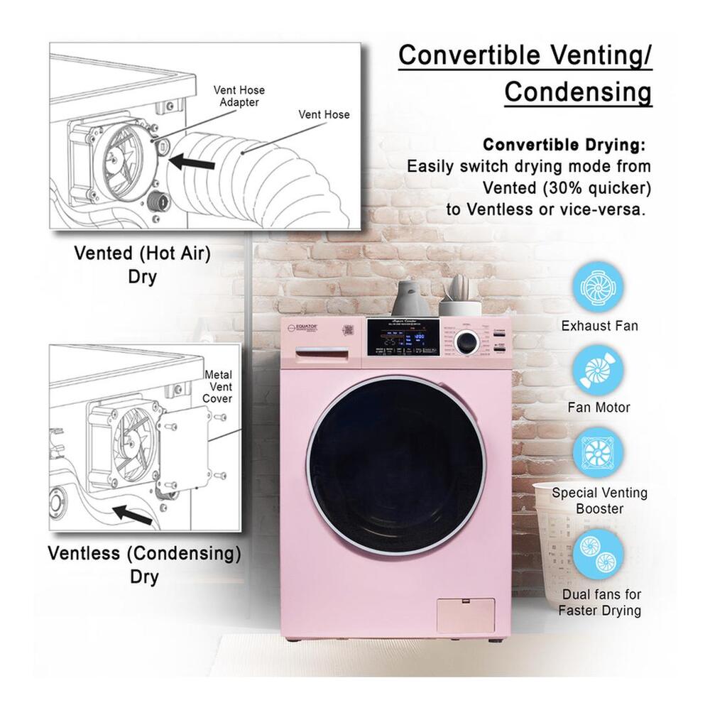 Equator EZ4600 24 inch Front Load Electric Washer and Dryer Combo with 1.96 cu. ft. Capacity, Ventless, Child Lock, Anti-Bacterial Drum Baffle, Sanitize Cycle