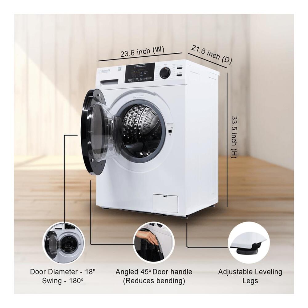 Equator EZ4600 24 inch Front Load Electric Washer and Dryer Combo with 1.96 cu. ft. Capacity, Ventless, Child Lock, Anti-Bacterial Drum Baffle, Sanitize Cycle