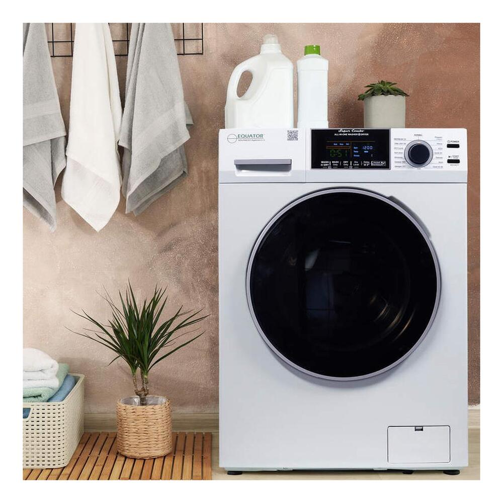 Equator EZ4600 24 inch Front Load Electric Washer and Dryer Combo with 1.96 cu. ft. Capacity, Ventless, Child Lock, Anti-Bacterial Drum Baffle, Sanitize Cycle