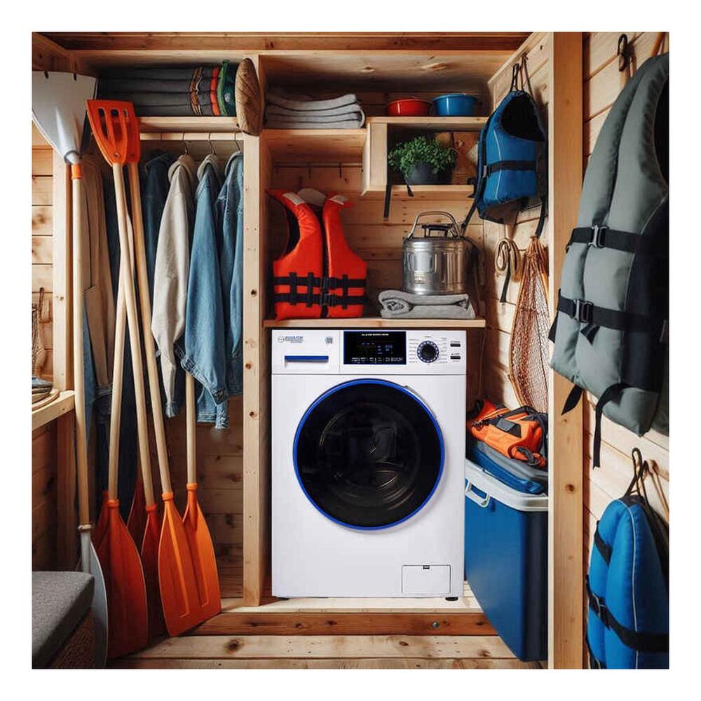 Equator EZ4650 24 inch Marine Combo Washer Dryer, with 1.62 cu. ft. Capacity, Winterize Cycle, Anti Corrosion Ducting, Sanitize Cycle, in White