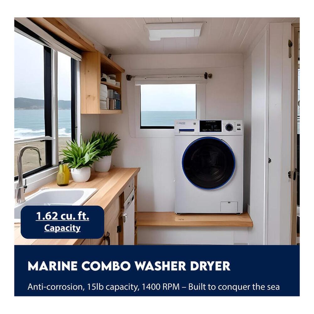 Equator EZ4650 24 inch Marine Combo Washer Dryer, with 1.62 cu. ft. Capacity, Winterize Cycle, Anti Corrosion Ducting, Sanitize Cycle, in White