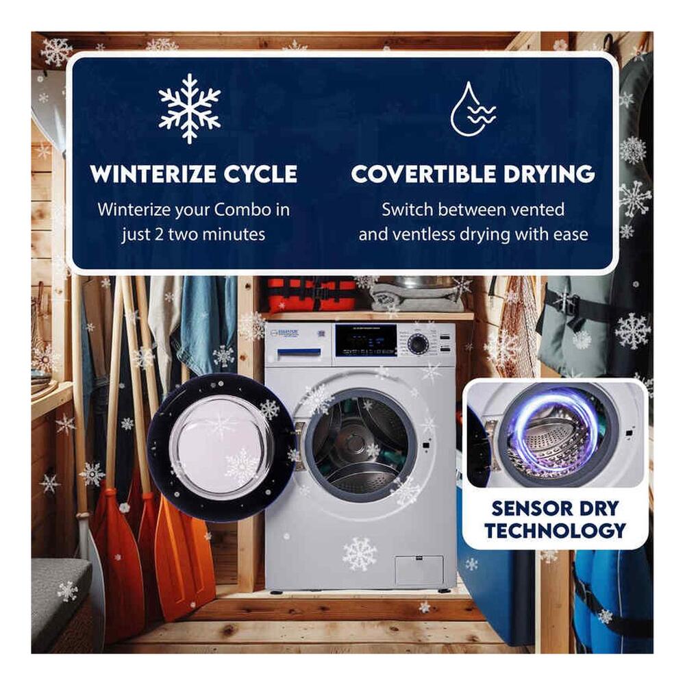 Equator EZ4650 24 inch Marine Combo Washer Dryer, with 1.62 cu. ft. Capacity, Winterize Cycle, Anti Corrosion Ducting, Sanitize Cycle, in White