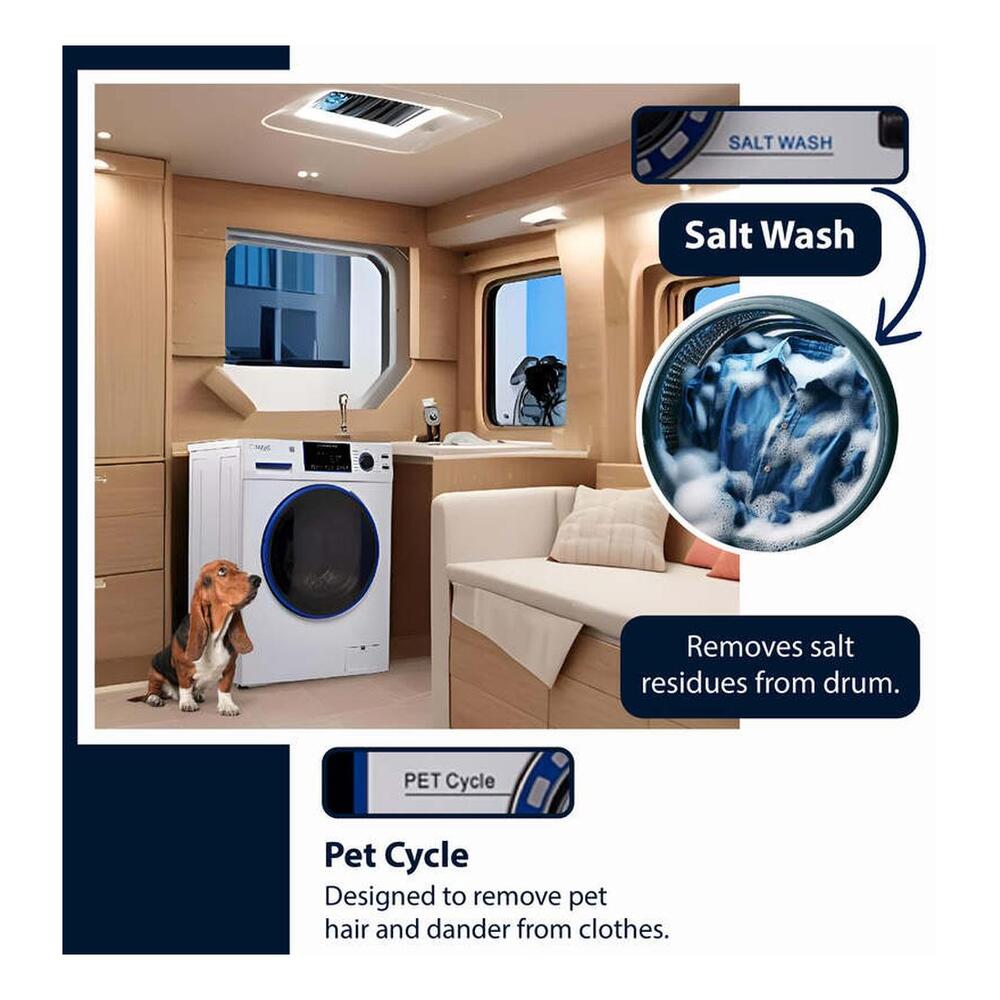 Equator EZ4650 24 inch Marine Combo Washer Dryer, with 1.62 cu. ft. Capacity, Winterize Cycle, Anti Corrosion Ducting, Sanitize Cycle, in White