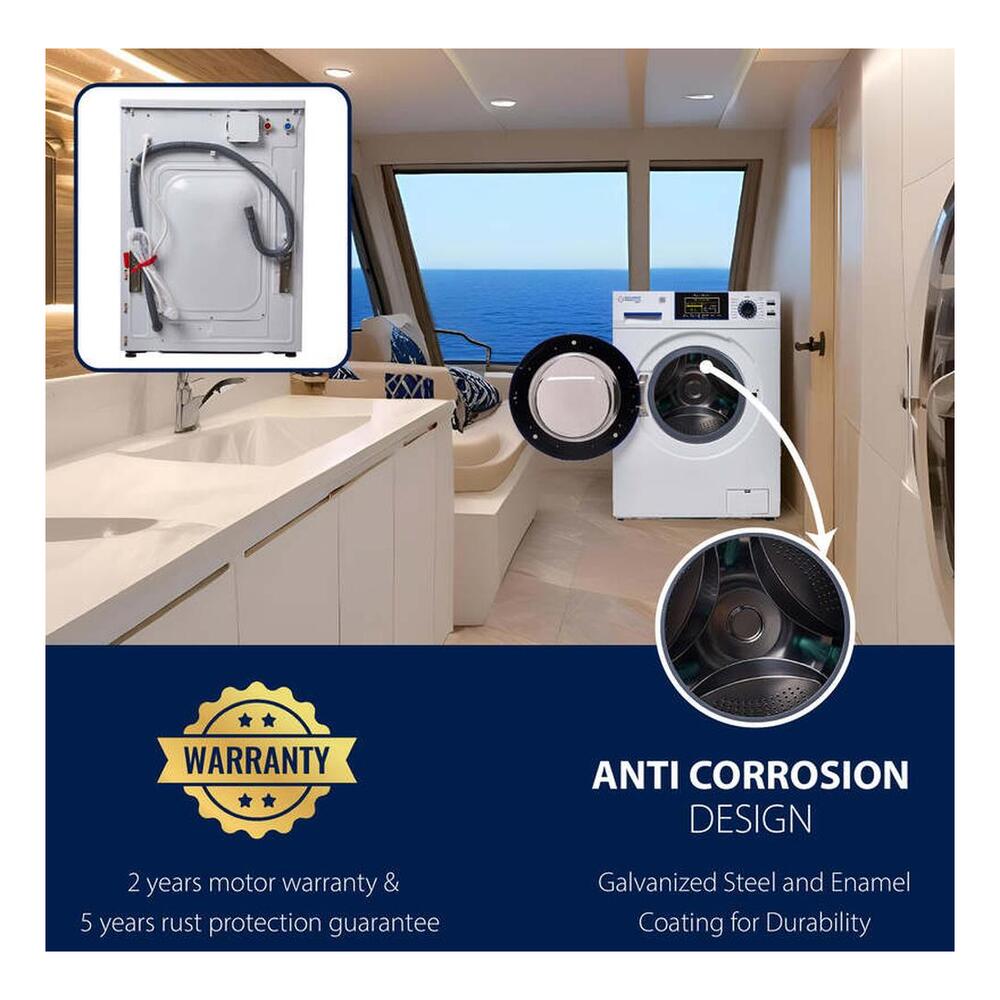 Equator EZ4650 24 inch Marine Combo Washer Dryer, with 1.62 cu. ft. Capacity, Winterize Cycle, Anti Corrosion Ducting, Sanitize Cycle, in White