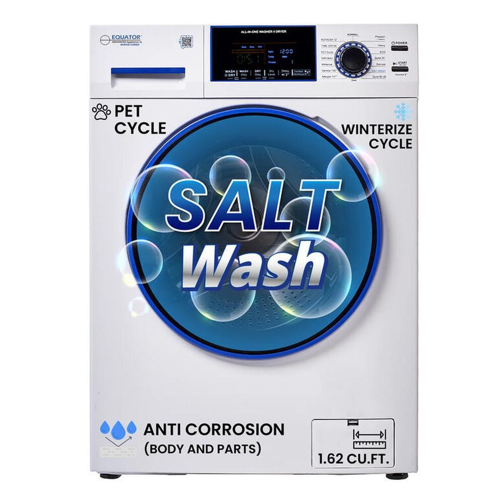 Equator EZ4650 24 inch Marine Combo Washer Dryer with 1.62 cu. ft. Capacity, Winterize Cycle, Anti Corrosion Ducting, Sanitize Cycle, in White