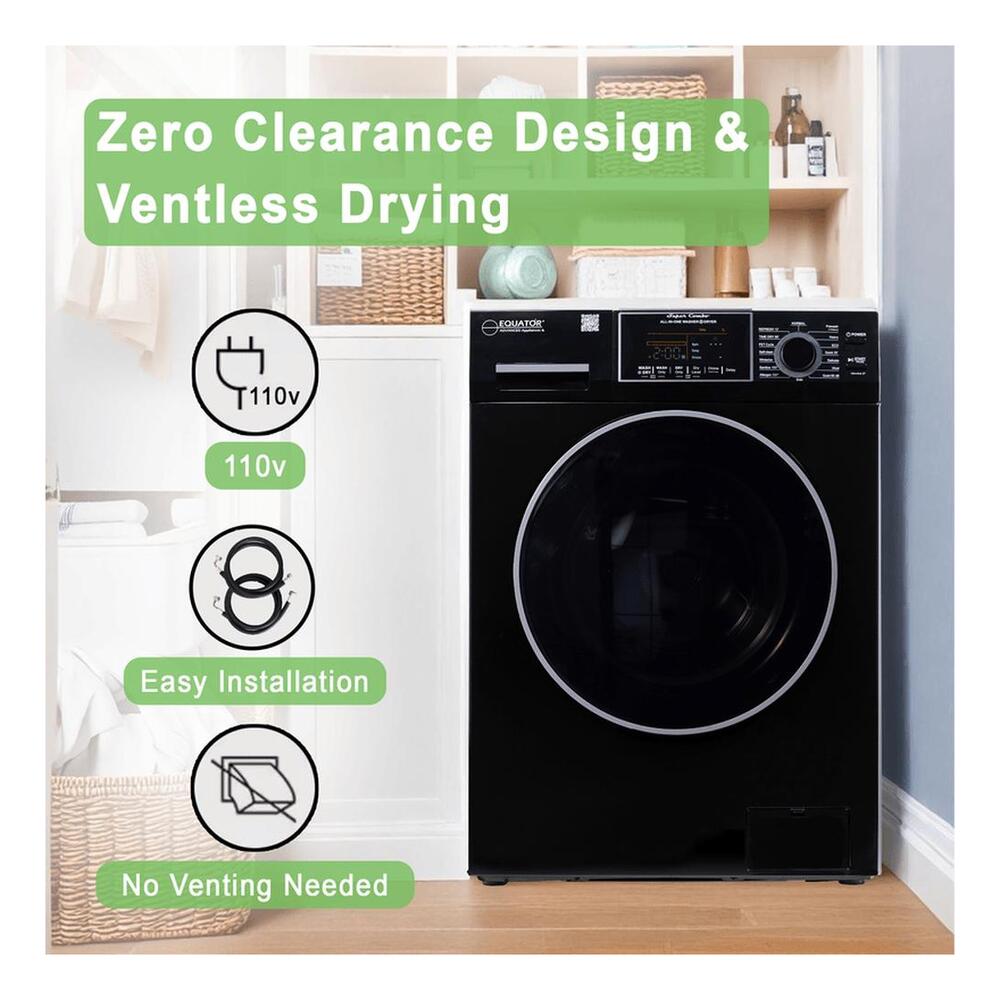 Equator EZ4700C 24 inch Front Load Electric Washer and Dryer Combo with 1.62 cu. ft. Capacity, Ventless, Zero Clearance, Sanitize Cycle, Electronic Control Panel