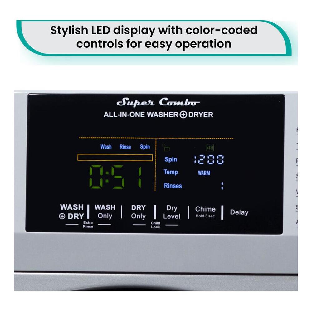 Equator EZ4700C 24 inch Front Load Electric Washer and Dryer Combo with 1.62 cu. ft. Capacity, Ventless, Zero Clearance, Sanitize Cycle, Electronic Control Panel