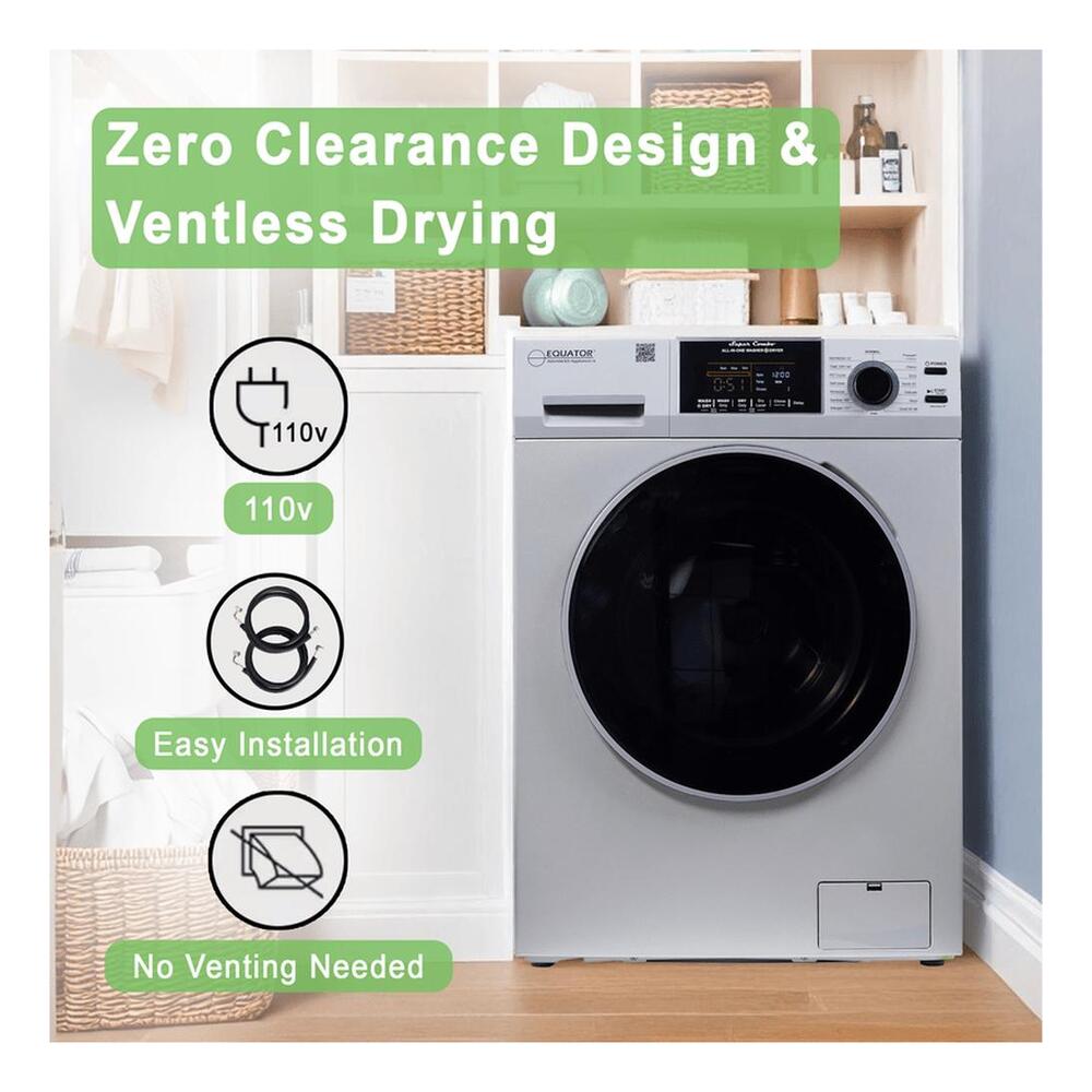 Equator EZ4700C 24 inch Front Load Electric Washer and Dryer Combo with 1.62 cu. ft. Capacity, Ventless, Zero Clearance, Sanitize Cycle, Electronic Control Panel
