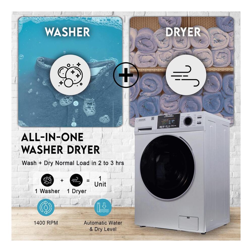 Equator EZ4700C 24 inch Front Load Electric Washer and Dryer Combo with 1.62 cu. ft. Capacity, Ventless, Zero Clearance, Sanitize Cycle, Electronic Control Panel