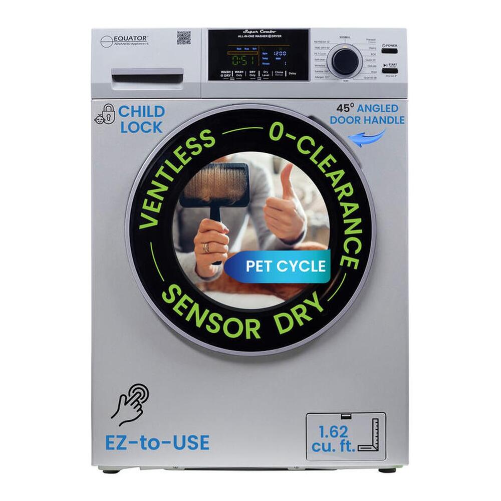 Equator EZ4700C 24 inch Front Load Electric Washer and Dryer Combo with 1.62 cu. ft. Capacity, Ventless, Zero Clearance, Sanitize Cycle, Electronic Control Panel