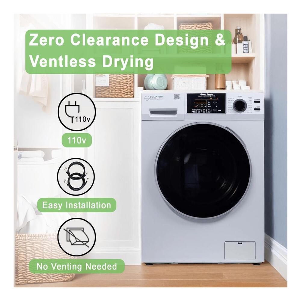 Equator EZ4700C 24 inch Front Load Electric Washer and Dryer Combo with 1.62 cu. ft. Capacity, Ventless, Zero Clearance, Sanitize Cycle, Electronic Control Panel