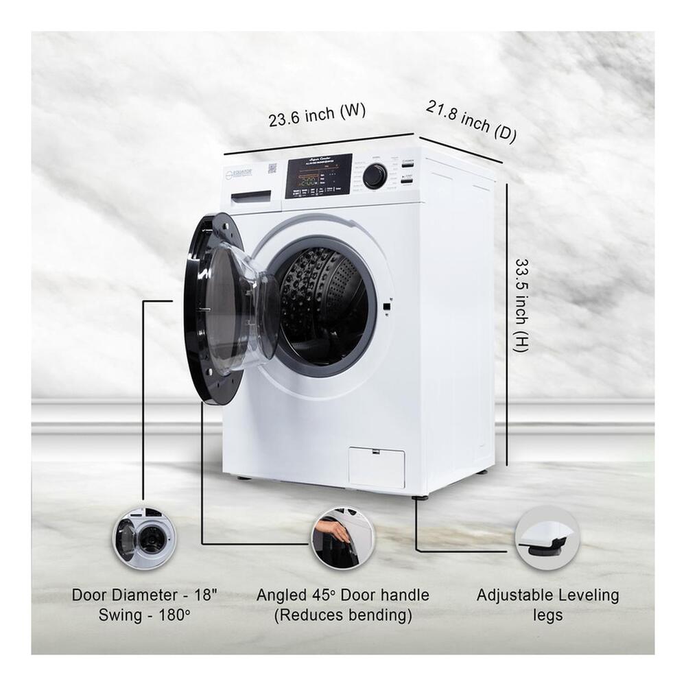 Equator EZ4700C 24 inch Front Load Electric Washer and Dryer Combo with 1.62 cu. ft. Capacity, Ventless, Zero Clearance, Sanitize Cycle, Electronic Control Panel