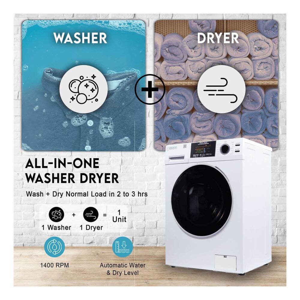 Equator EZ4700C 24 inch Front Load Electric Washer and Dryer Combo with 1.62 cu. ft. Capacity, Ventless, Zero Clearance, Sanitize Cycle, Electronic Control Panel