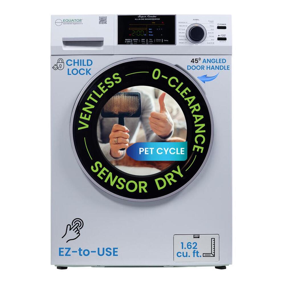 Equator EZ4700C 24 inch Front Load Electric Washer and Dryer Combo with 1.62 cu. ft. Capacity, Ventless, Zero Clearance, Sanitize Cycle, Electronic Control Panel