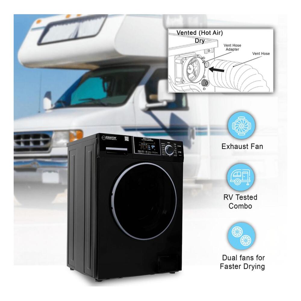 Equator EZ4800V 24 inch Front Load Electric Washer and Dryer Combo with 1.62 cu. ft. Capacity, Vented, Dual Fans, Anti-Bacterial Drum Baffle, Sanitize Cycle