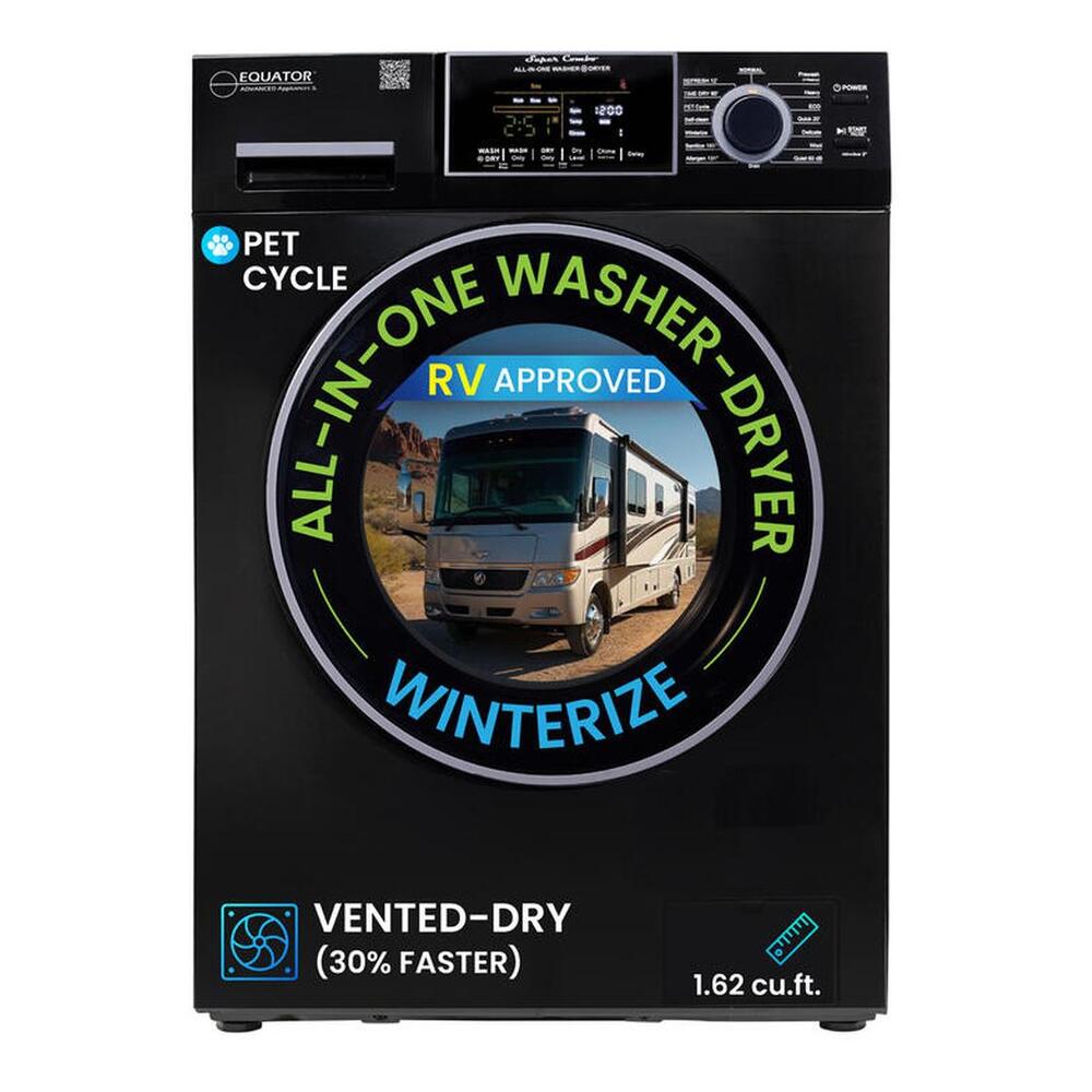 Equator EZ4800V 24 inch Front Load Electric Washer and Dryer Combo with 1.62 cu. ft. Capacity, Vented, Dual Fans, Anti-Bacterial Drum Baffle, Sanitize Cycle