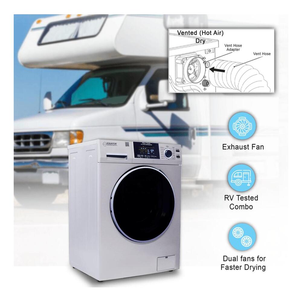Equator EZ4800V 24 inch Front Load Electric Washer and Dryer Combo with 1.62 cu. ft. Capacity, Vented, Dual Fans, Anti-Bacterial Drum Baffle, Sanitize Cycle
