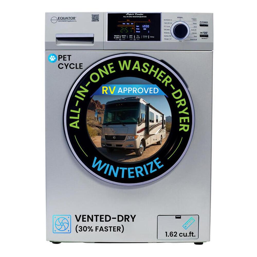 Equator EZ4800V 24 inch Front Load Electric Washer and Dryer Combo with 1.62 cu. ft. Capacity, Vented, Dual Fans, Anti-Bacterial Drum Baffle, Sanitize Cycle