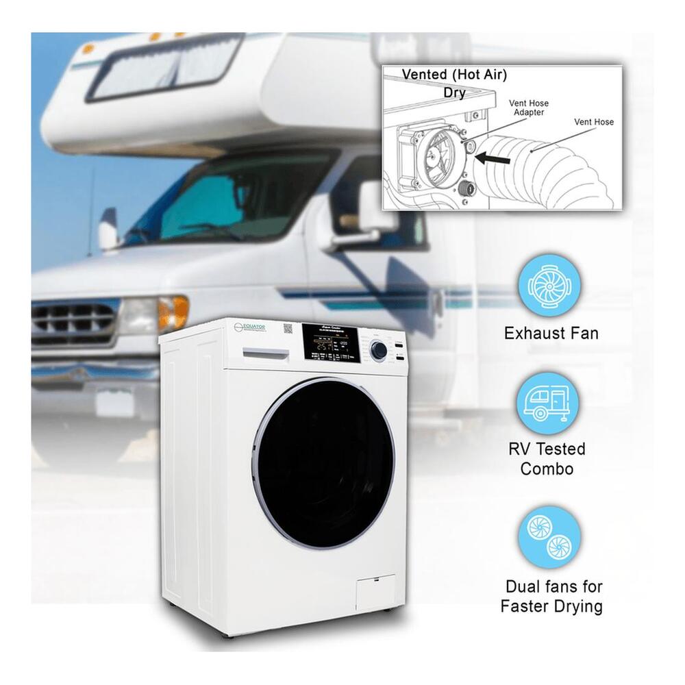 Equator EZ4800V 24 inch Front Load Electric Washer and Dryer Combo with 1.62 cu. ft. Capacity, Vented, Dual Fans, Anti-Bacterial Drum Baffle, Sanitize Cycle