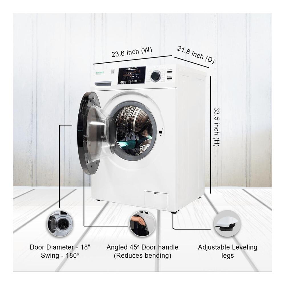 Equator EZ4800V 24 inch Front Load Electric Washer and Dryer Combo with 1.62 cu. ft. Capacity, Vented, Dual Fans, Anti-Bacterial Drum Baffle, Sanitize Cycle