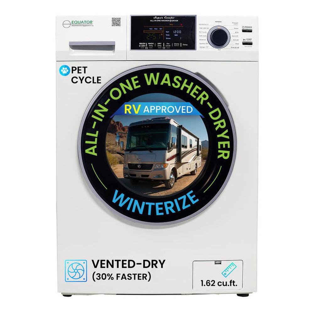 Equator EZ4800V 24 inch Front Load Electric Washer and Dryer Combo with 1.62 cu. ft. Capacity, Vented, Dual Fans, Anti-Bacterial Drum Baffle, Sanitize Cycle